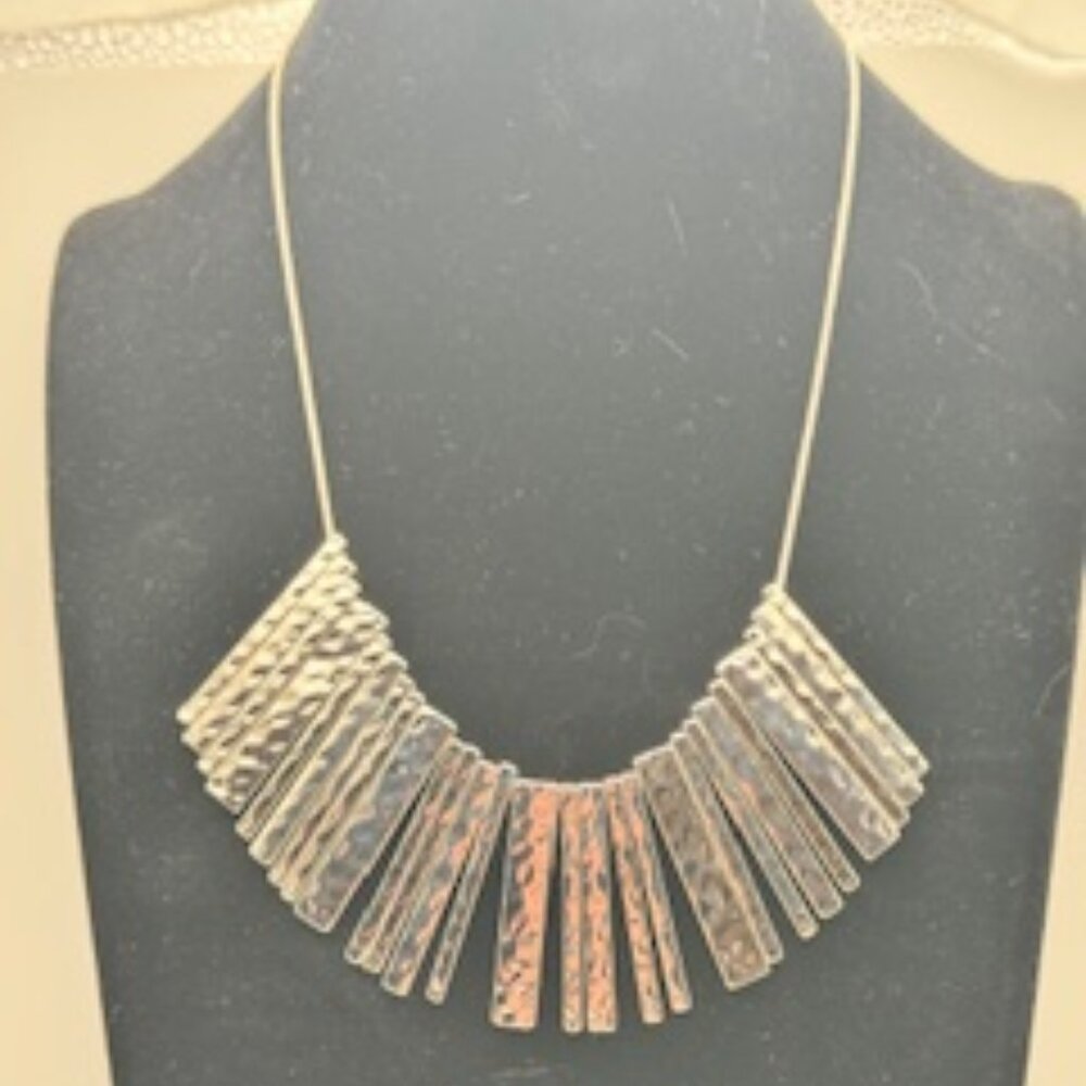 Banana Republic XOXO Fringe Bar Silver Tone Necklace